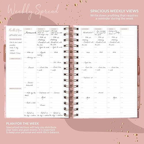 Miniatura 3 de PLANBERRY Planificador de horario por hora premium, organizador semanal sin fecha con ranuras de tiempo y presupuesto mensual, gestión del tiempo,