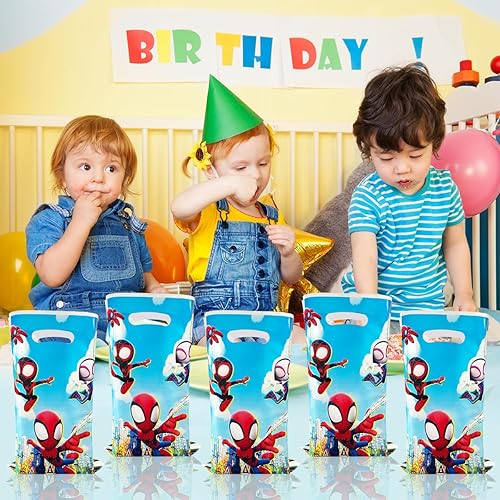 Miniatura 6 de Zipits 30 bolsas de regalo de fiesta para Spidey y sus increíbles amigos, suministros de decoración de fiesta de arañas