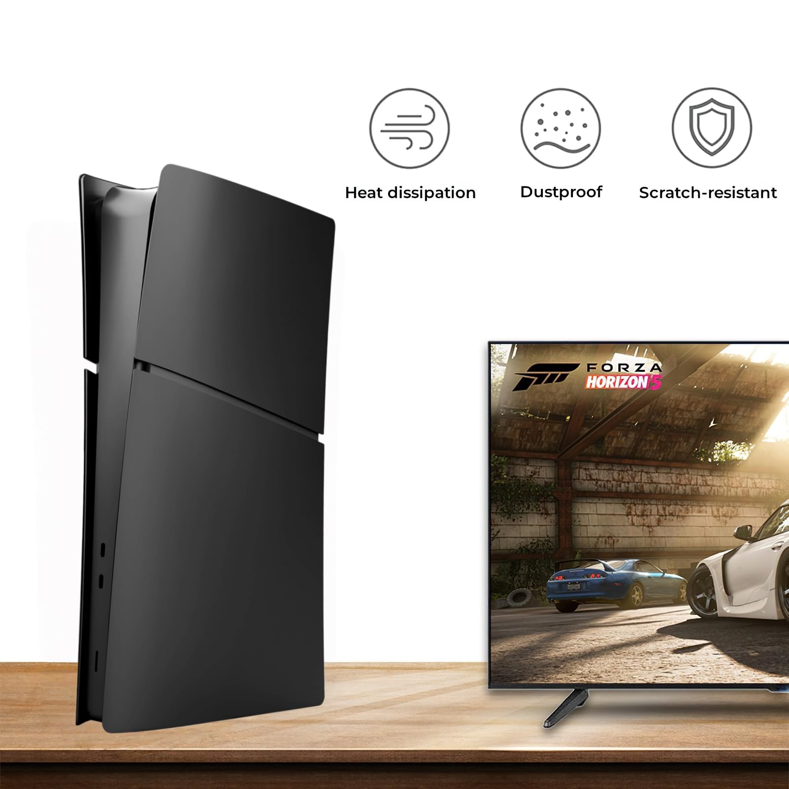 Slim Face Plates for PS5 Slim Digital Edition, Replacement Shell Cover Panel Accessories Compatible with PlayStation 5 Console Faceplate Skin (Black) thumbnail 4