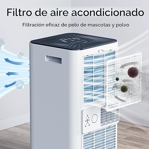 Miniatura 5 de Aire acondicionado portátil de 10,000 BTU, aire acondicionado portátil con control remoto para habitación de hasta 450 pies cuadrados 3 en 1 con