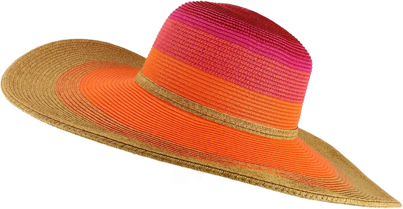 Trendy Apparel Shop UPF 50+ Colorful Mix Paper Poly Braid Wide Brim Sun Hat