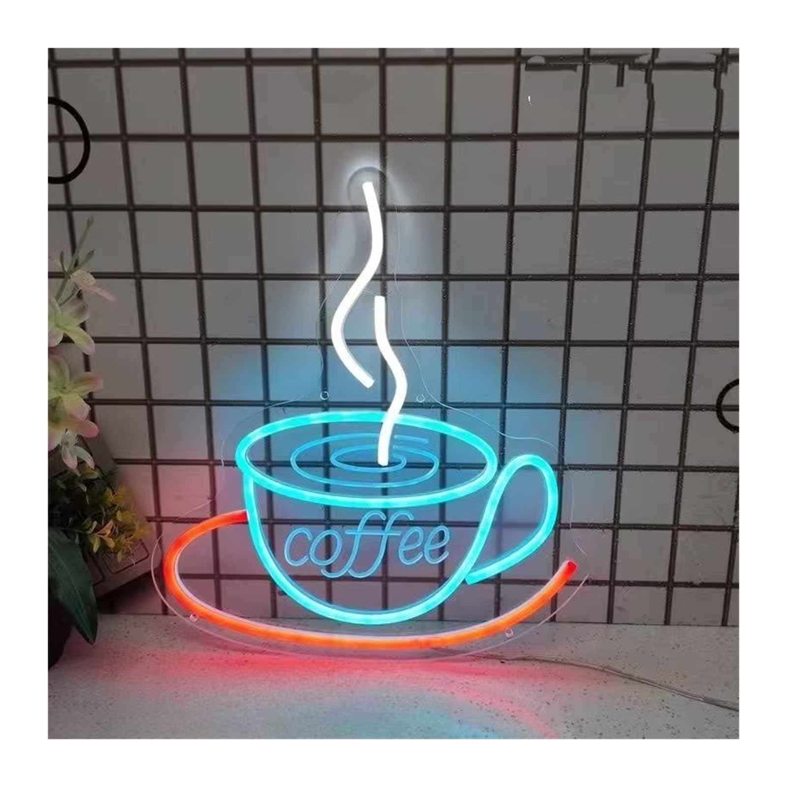 RONGCH Hanging Art Signs Coffee Neon Sign USB Powered Dimmable for Coffee Shop Restaurant Business Decor 34x38cm