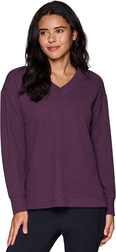 ＜6(ROKU)＞COTTON RIB V NECK PULLOVER RBX Lightweight V-Neck Sweatshirt for Women Soft Ribbed Long