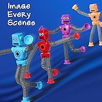 Vista 2 de Regalo de Día de San Valentín para niños pequeños, niños de 3, 4, 5, 6, 7, 8 años, 4 piezas de juguete de robot con ventosa telescópica, juguetes