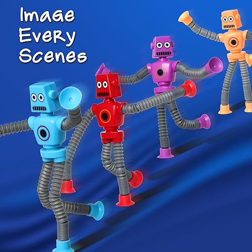 Miniatura 2 de 4 piezas de juguete telescópico robot con ventosa, juguetes sensoriales geniales para niños pequeños, juguetes educativos para fiestas de robot para