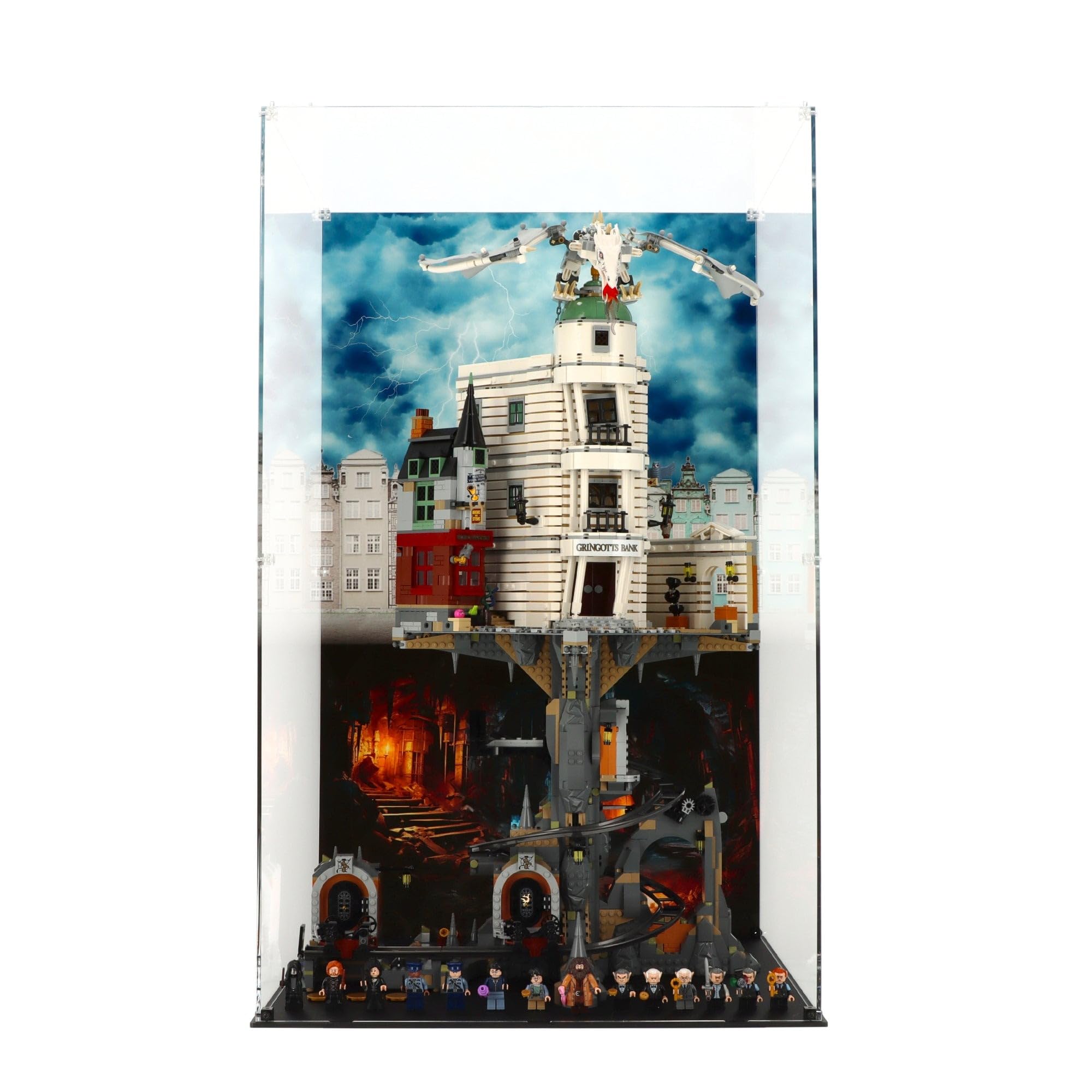Plexico Black/Light Display Case Compatible With Lego 76417 Gringotts Wizarding Bank – Collectors' Edition