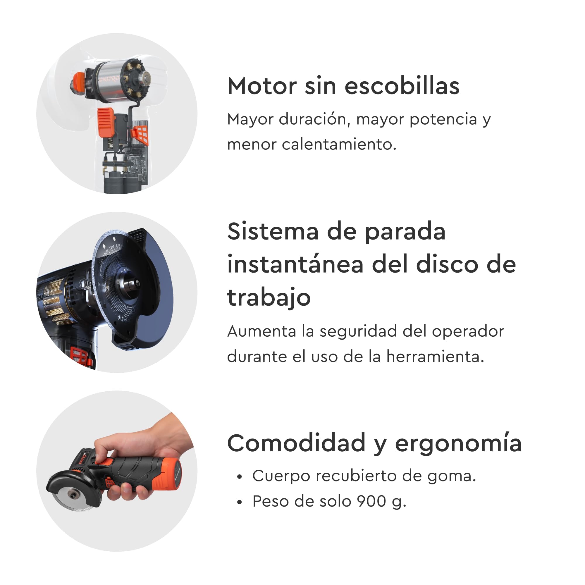 Amoladora Angular Inalámbrica CG-12BC Ultra 12V Brushless - Mini Radial Compacta 76 mm 18.500 rpm para Corte y Desbaste de Metal, Piedra, Cerámica, Porcelana, y Madera - Sin Bateria - Por Dnipro-M