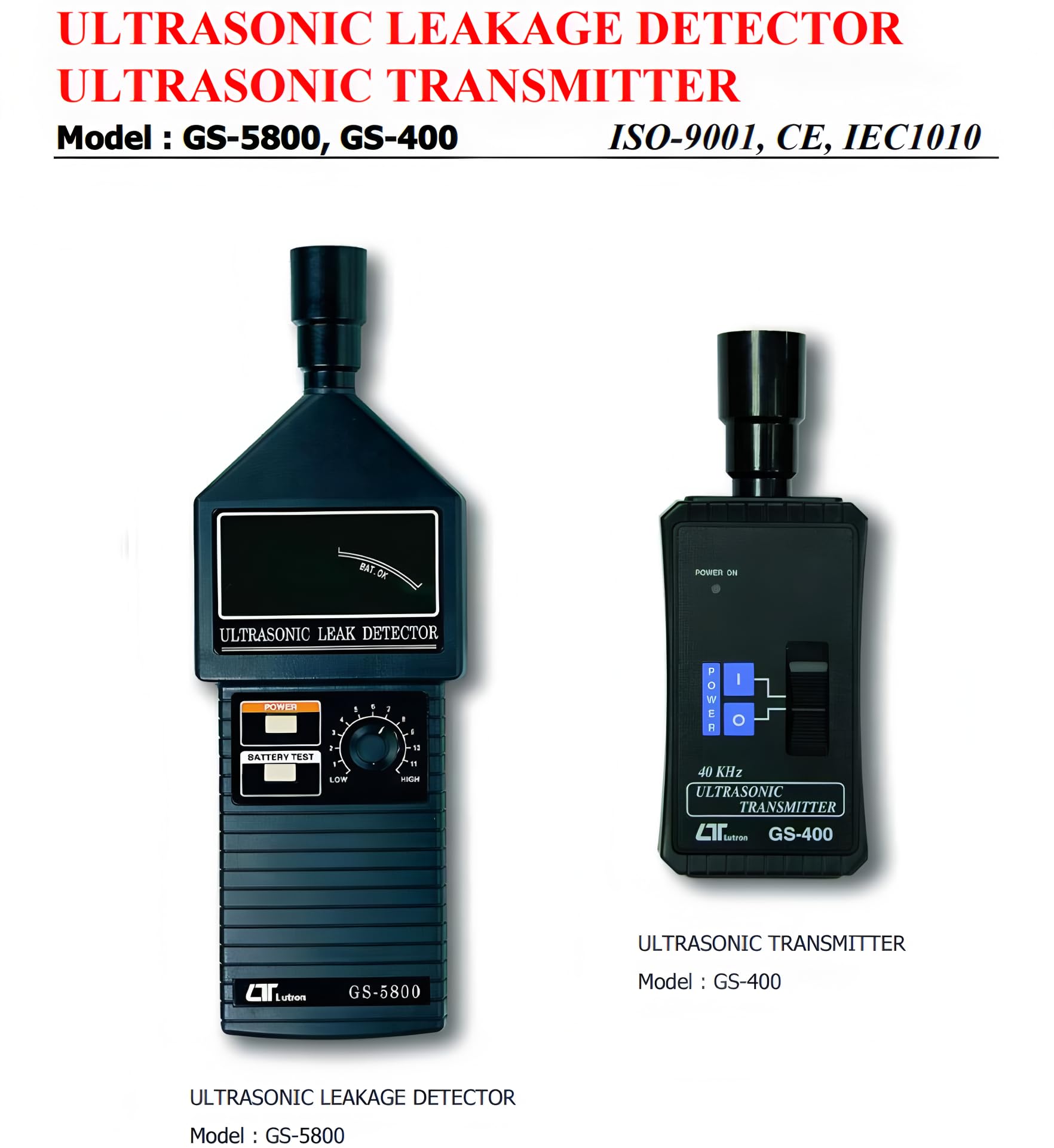 i-POOK ULTRASONIC LEAKAGE DETECTOR ULTRASONIC TRANSMITTER GS-5800A to locate the source of ultrasonic emissions in Air Leaks/Water Leaks/Conduit and Pipe Identification Made in Taiwan