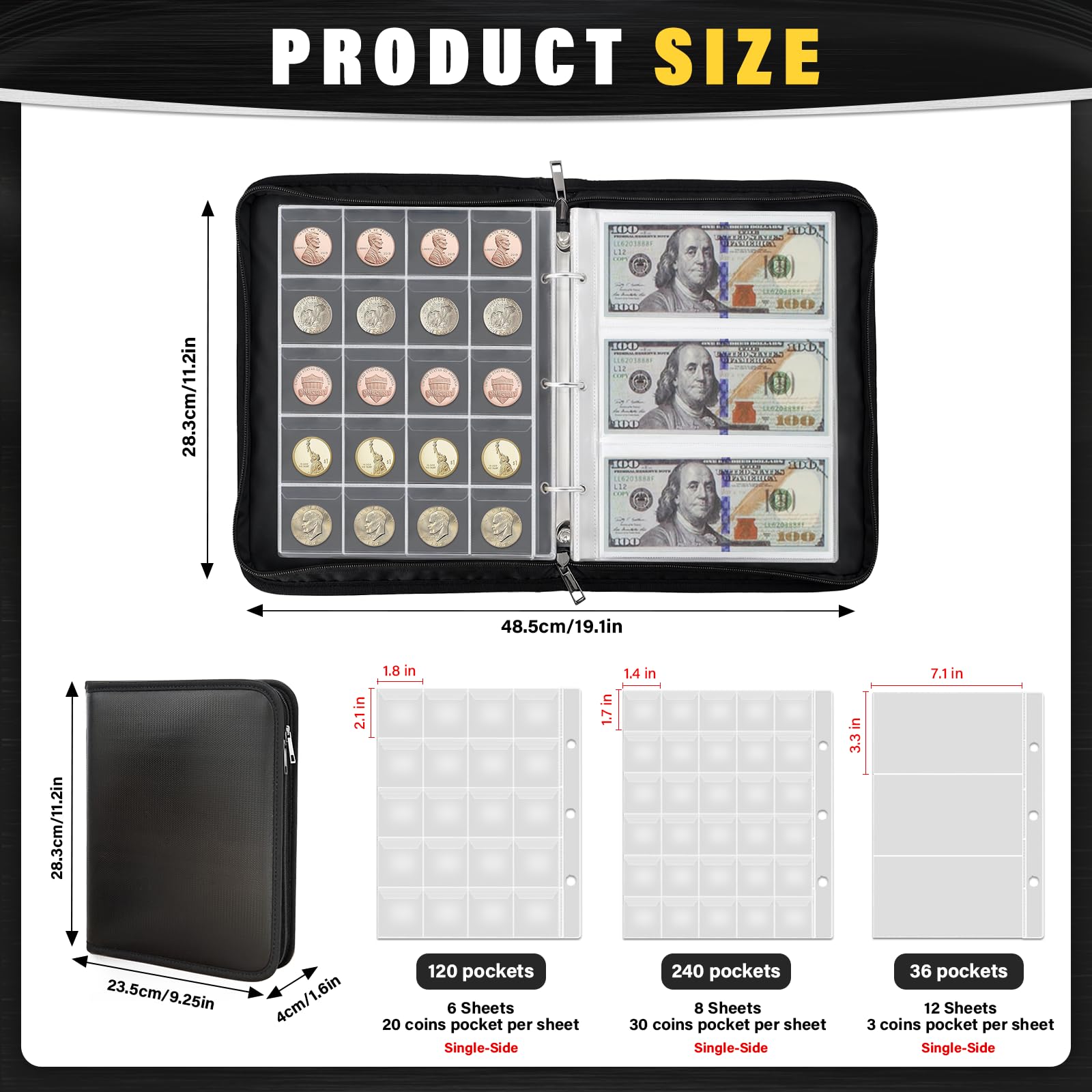 Album per Monete Porta Monete da Collezione: 480 Pezzi Raccoglitore Monete 2 Euro - Album di Monete - Album Portamonete - Per Monete Di Varie Dimensioni (WP&FR-A)