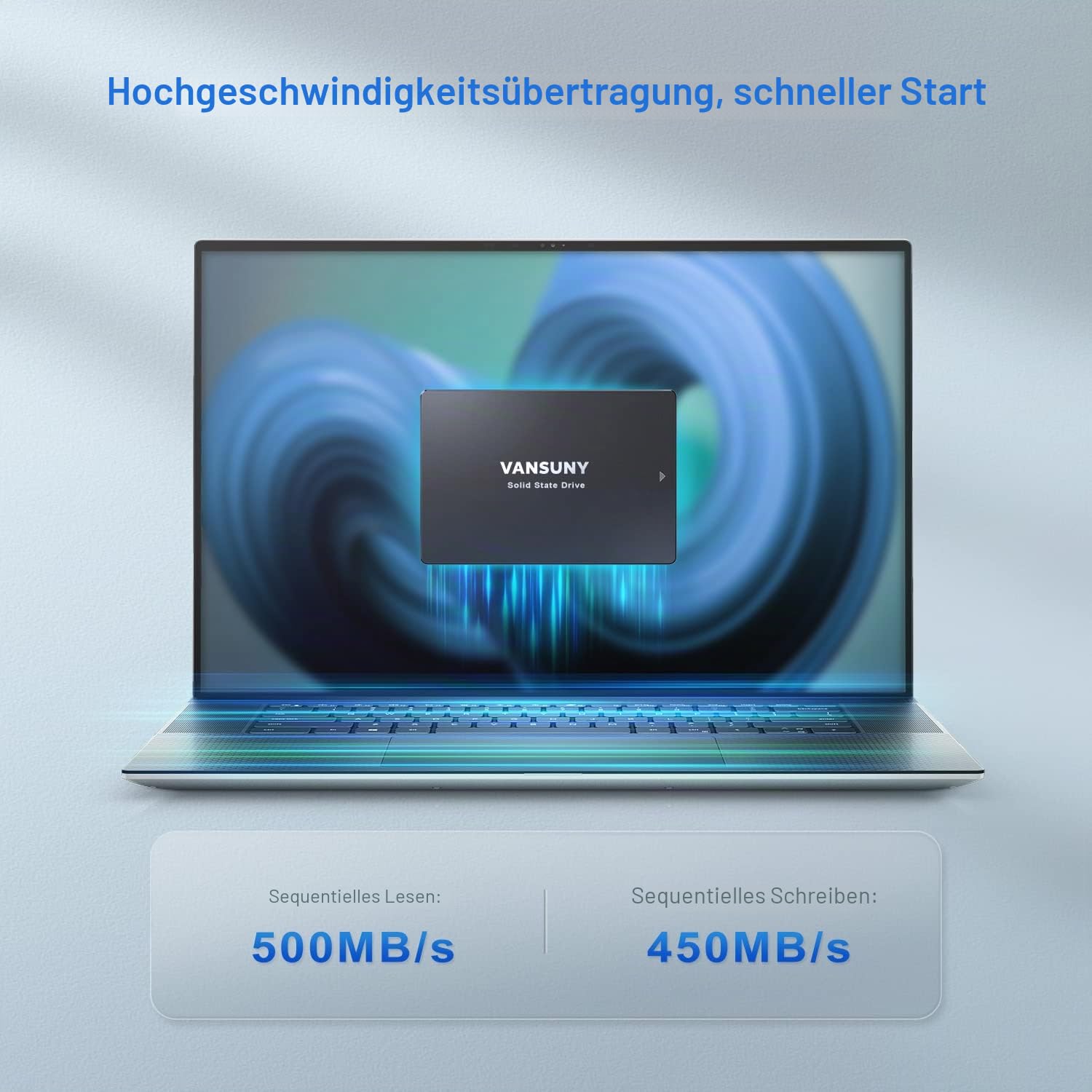 Vansuny 1 TB SATA III Intern SSD, SSD Festplatte Intern 2,5 Zoll Interne SSD 1TB Minimale Lesegeschwindigkeit 500 MB/s