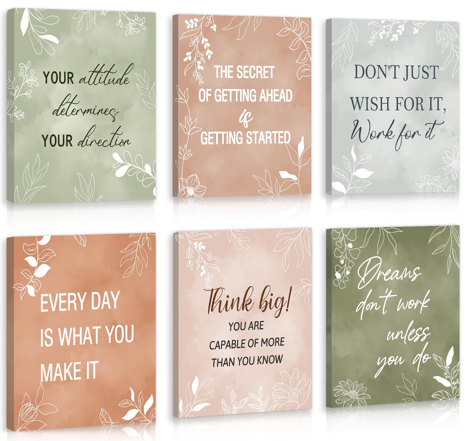 CHDITB Motivational Quotes Framed Canvas Wall Art,Uplifting Office Decor