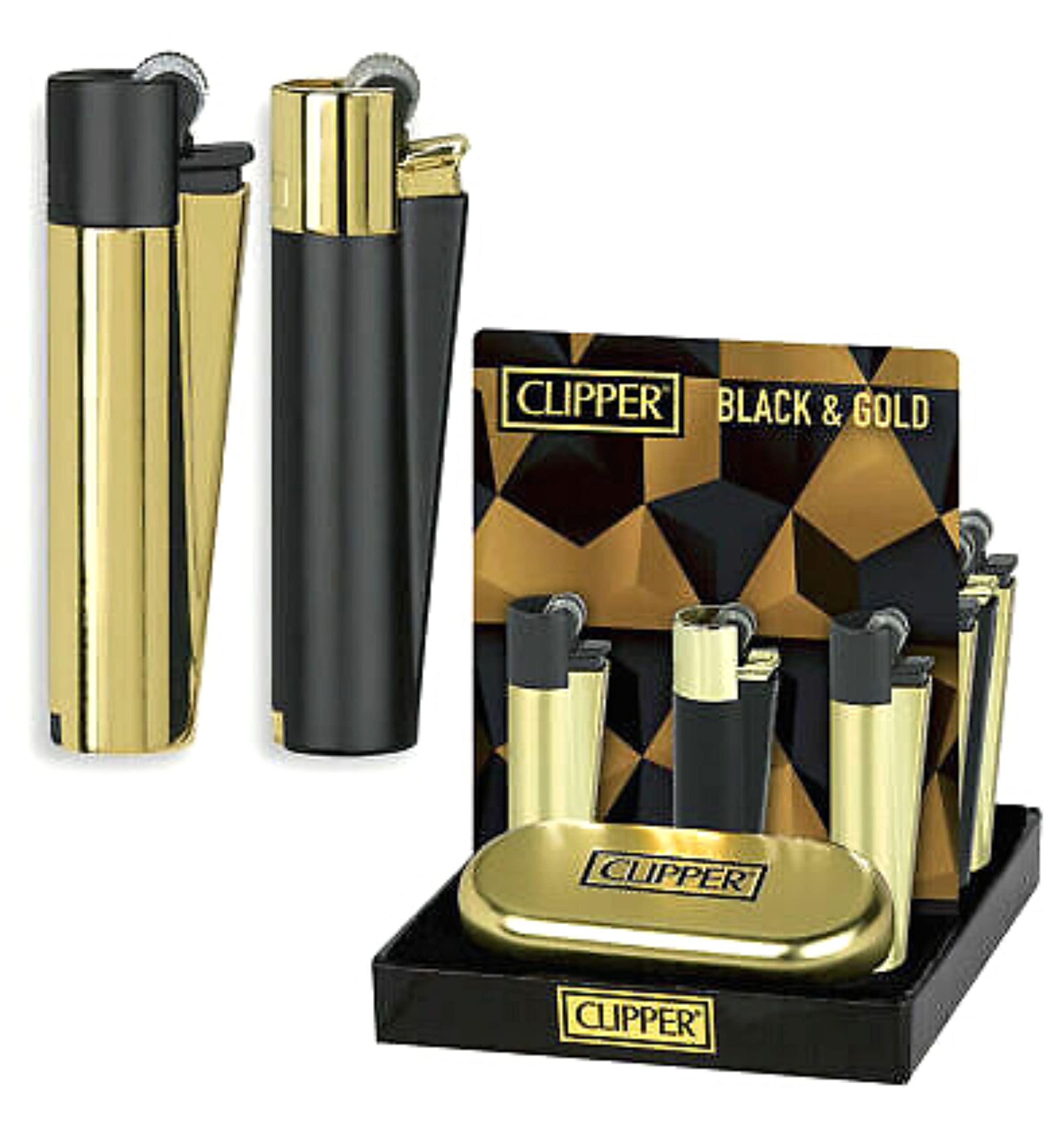 1 x Metal Clipper Lighter with Gift Box Tin Case – LIMITED EDITION (BLACK & GOLD)