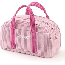 Vinuwu Large Pencil Case Big Capacity Pencil Pouch Corduroy Handbag Pink