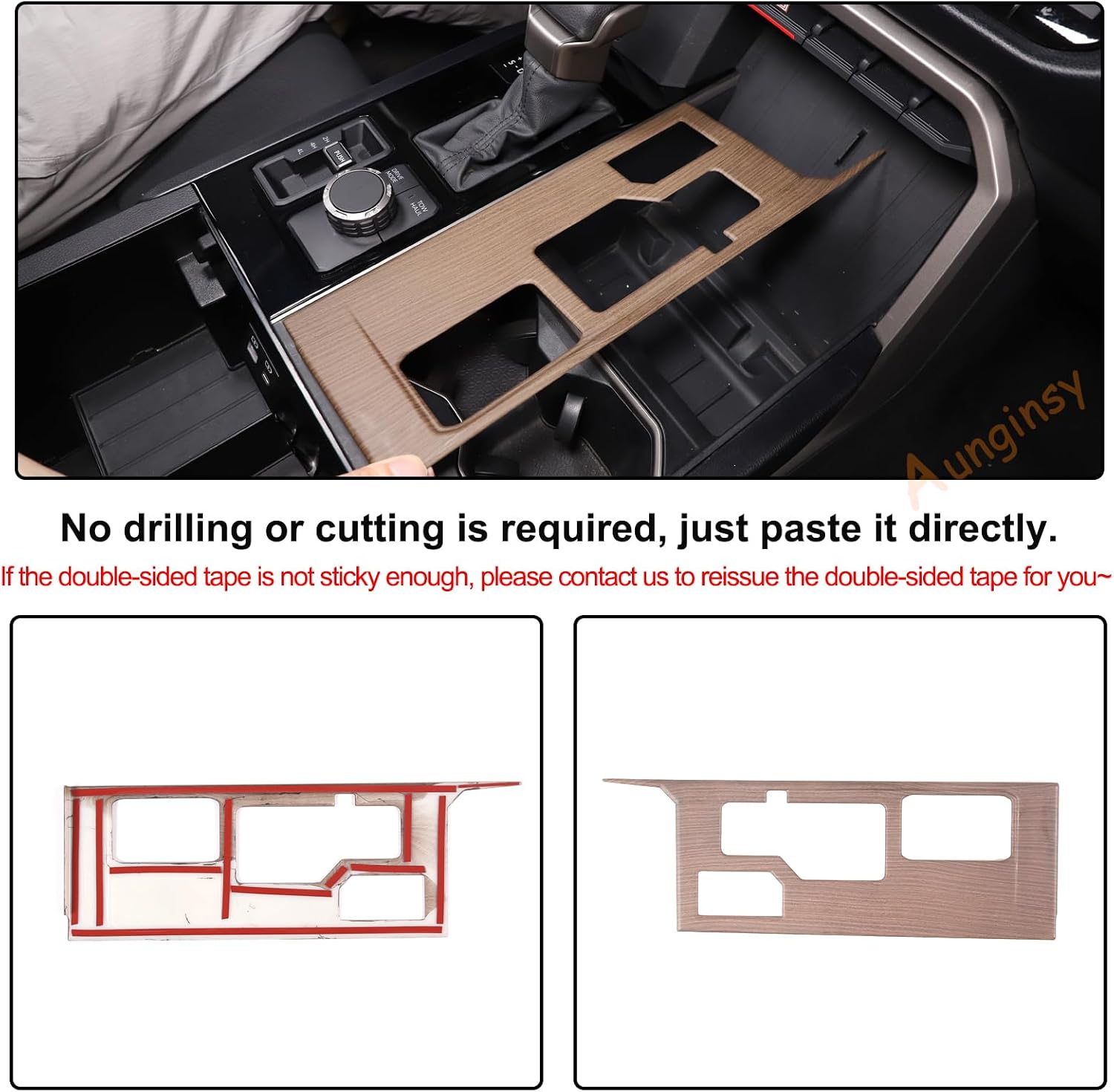 Aunginsy Central Control Gear Shift Panel Trim Cover Compatible with Toyota Tundra/Sequoia 2022-2025 Car Gear Shifter Console Anti-Scratch Panel Frame Decorative Sticker Protection ABS Accessories