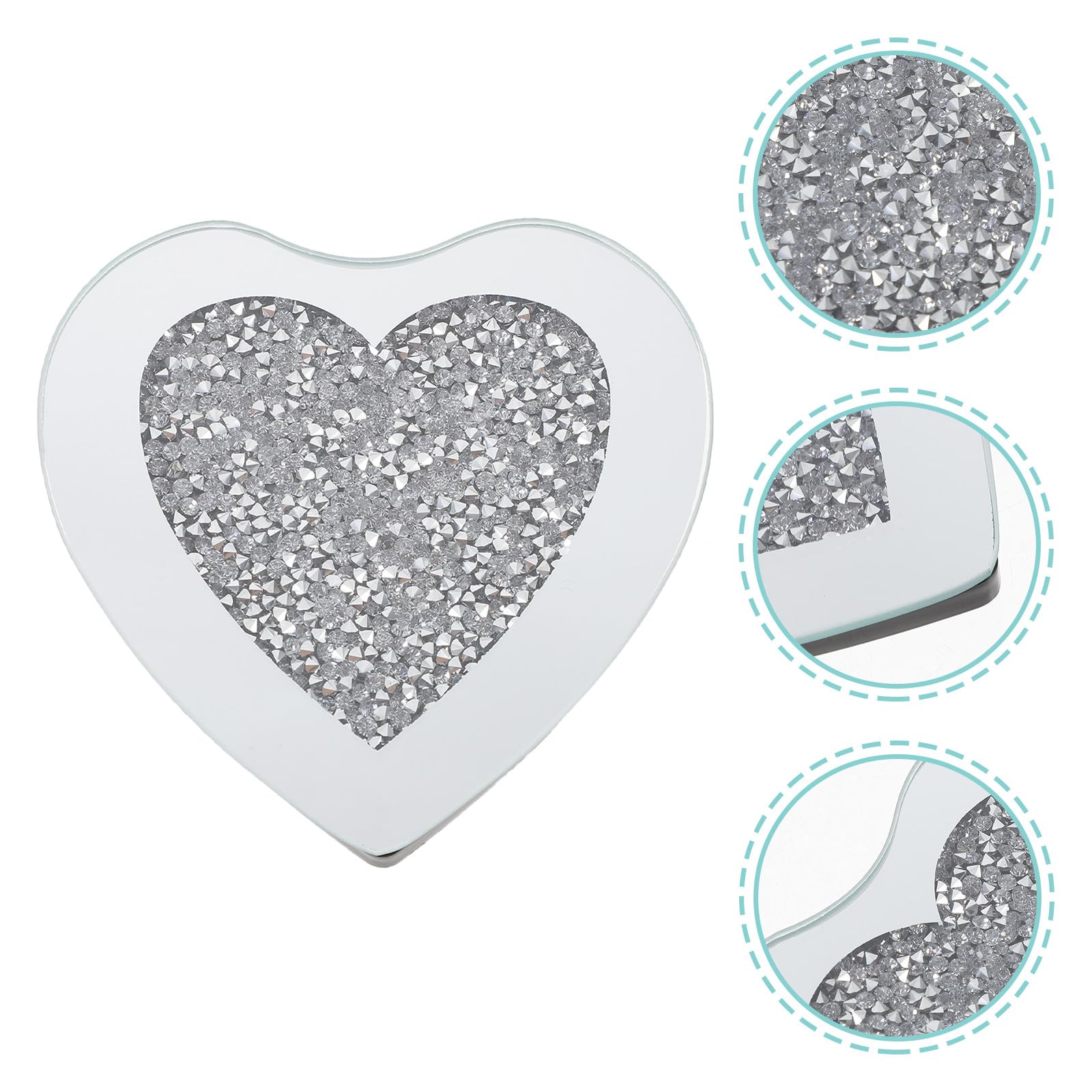 Posavasos de Vidrio Forma de Corazón, 6 Piezas, Plata | Resistentes al Calor Rayaduras, para Restaurante y Bar, Diseño Elegante para Mesa