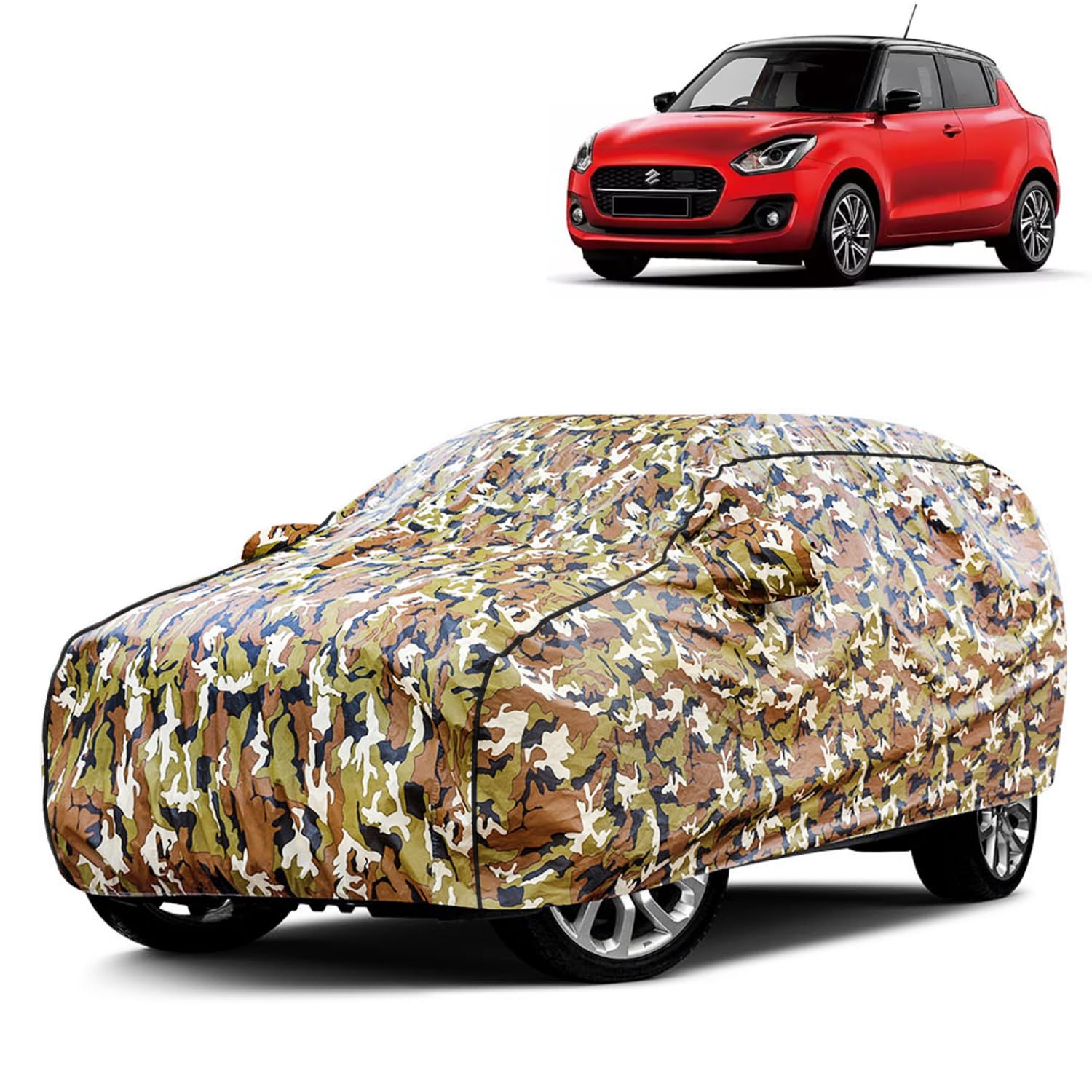VOICO Waterproof Car Body Cover for Maruti Swift VXI - Dust & UV Proof with Mirror Pocket and Soft Cotton Lining (Bottom E...