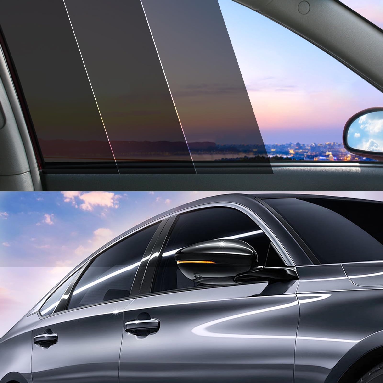 car window tint 20% vlt - 20" in x 10' ft nano carbon window tint privacy film for car, heat & uv blocking, glare reduction and scratch resistant automotive tinting roll
