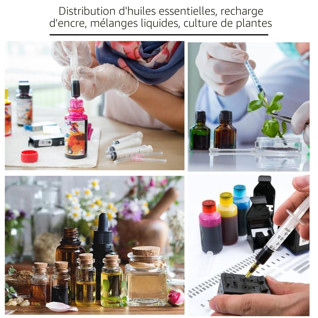 Lot de 50 tubes en plastique de 0,5 ml/cc 30 g (0,3 x 8 mm), outils de mesure polyvalents, emballés individuellement (30 g x 5/16")