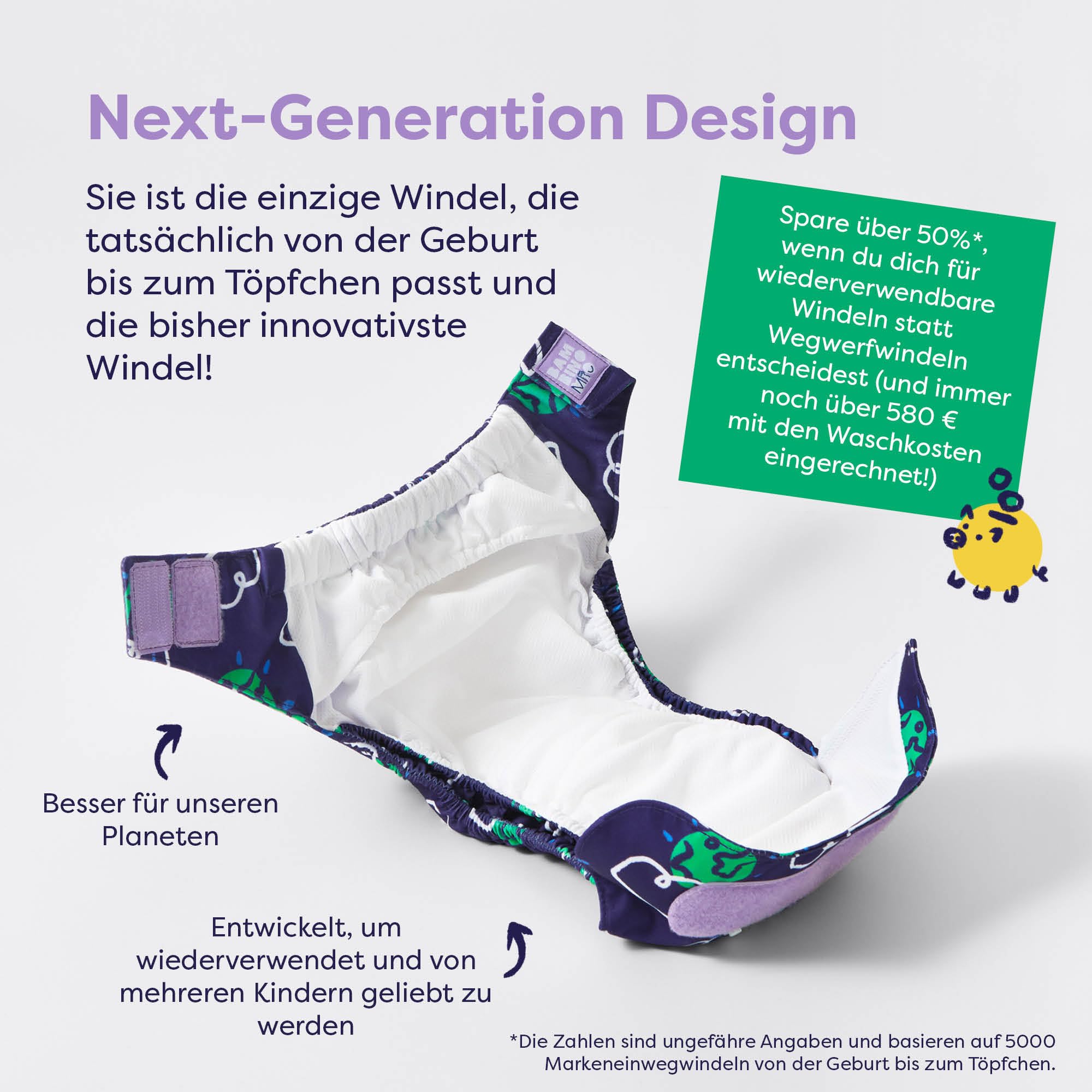 Bambino Mio, wiederverwendbare Windeln im Set - Changemaker Box, 20 x Stoffwindeln, Windelvlies, Saugeinlagen, Wetbags und Waschzusatz, Mutig
