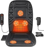 CARSHION Heated Back Massager Seat Cushion with 5 Vibration Nodes & Heat - Pain Relief Chair Pad for Office Home