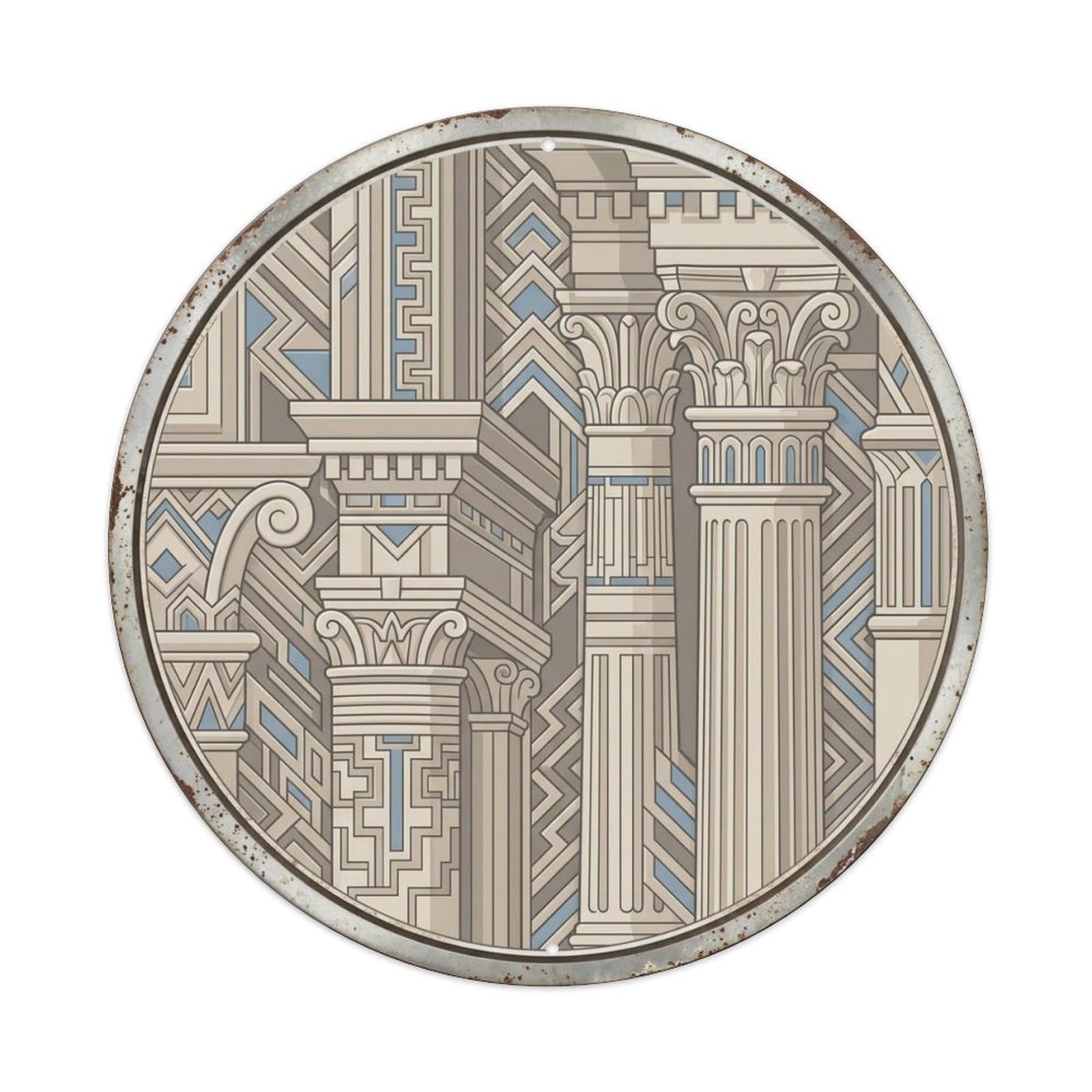 Split Macro Palace Travel Metal Tin Sign Plaque Wall Decor for Cafe, Club Bar, Office, Home Garden Round Metal Poster 8x8Inch
