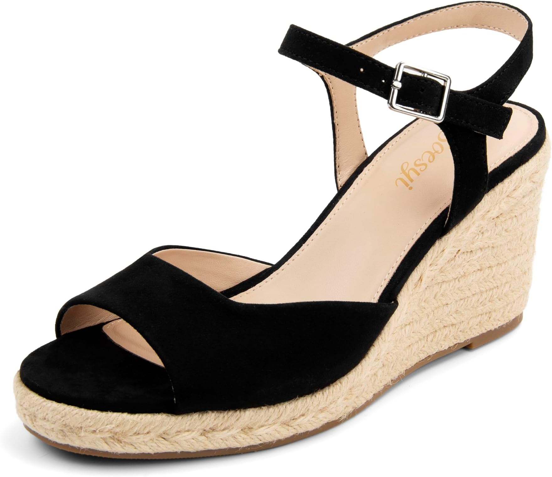 Women's Wedge Platform Sandals Braided Espadrilles Ankle Strap Open Toe Buckle Sandals Comfortable Summer Shoes