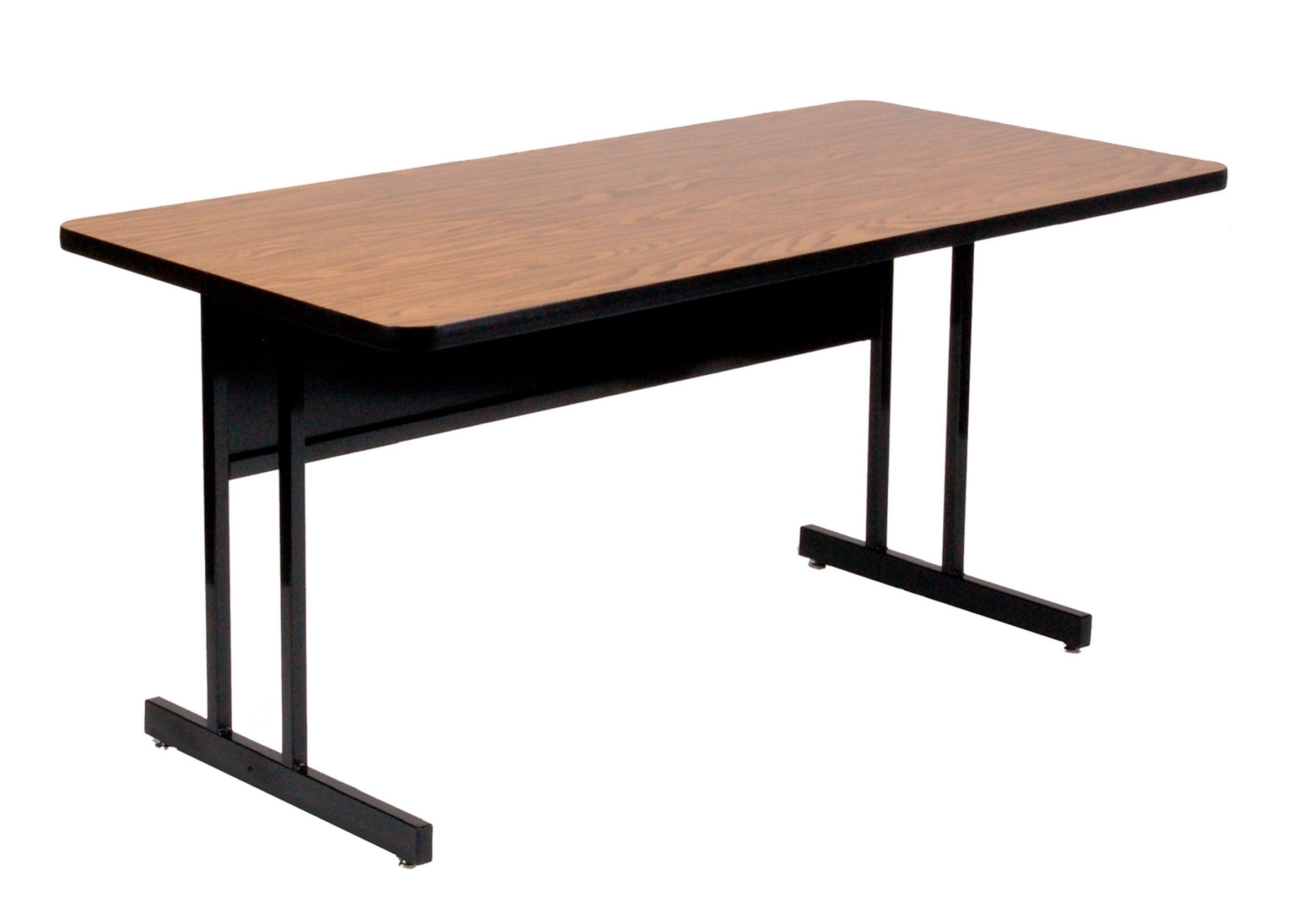 Correll WS2436-06 - School, Office, Computer Or Training Table, 24" x 36" Desk Height Work Station, Medium Oak High Pressure Laminate Top