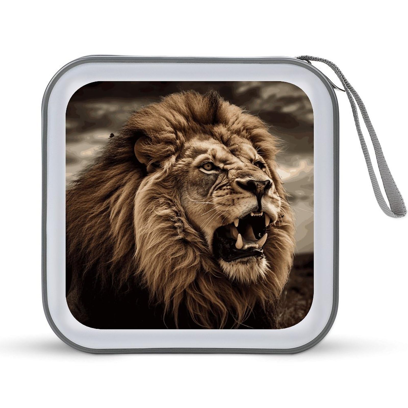 VstaDank Angry Lion CD Case with Hand Strap Lightweight DVD Wallet Holder 40 Capacity CD/DVD Case Wallet Protective CD Wallet CD/DVD Portable Storage Binder for Car Home Office