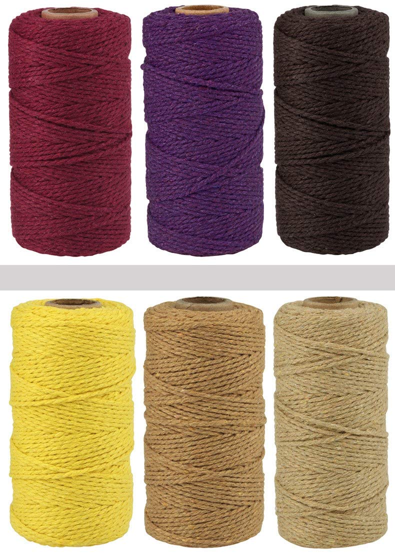 Elonglin Cotton Twine, 100M x 2 Rolls 3ply Bakers String for Cooking Tying Poultry Meat Making Sausage DIY Crafts (Color 14)