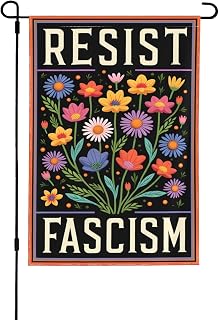 FDT Floral Resist Fascism Flag Democracy Protest Garden Flags 12.5"x18" Double Sided Banner Yard Signs