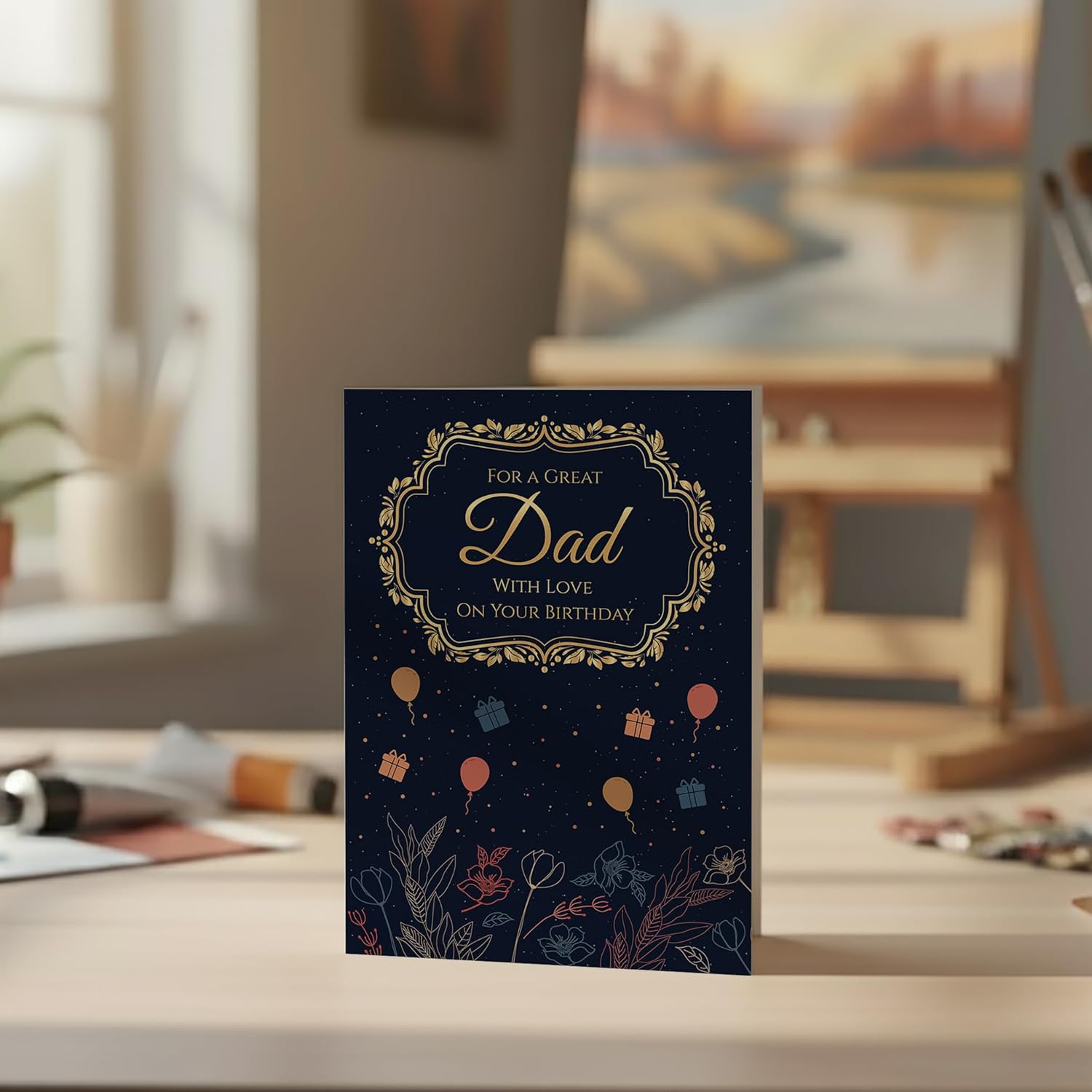 Birthday Card for Dad – Navy Gold A5 Greeting Card with Printed Verse – Premium UK Made Design - Image 8