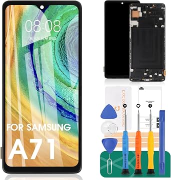 Screen Replacement for Samsung Galaxy A71 A715 A715F A715FD 6.7 LCD Display Touch Digitizer Glass Assembly with Frame (Not for A71 5G/A716)