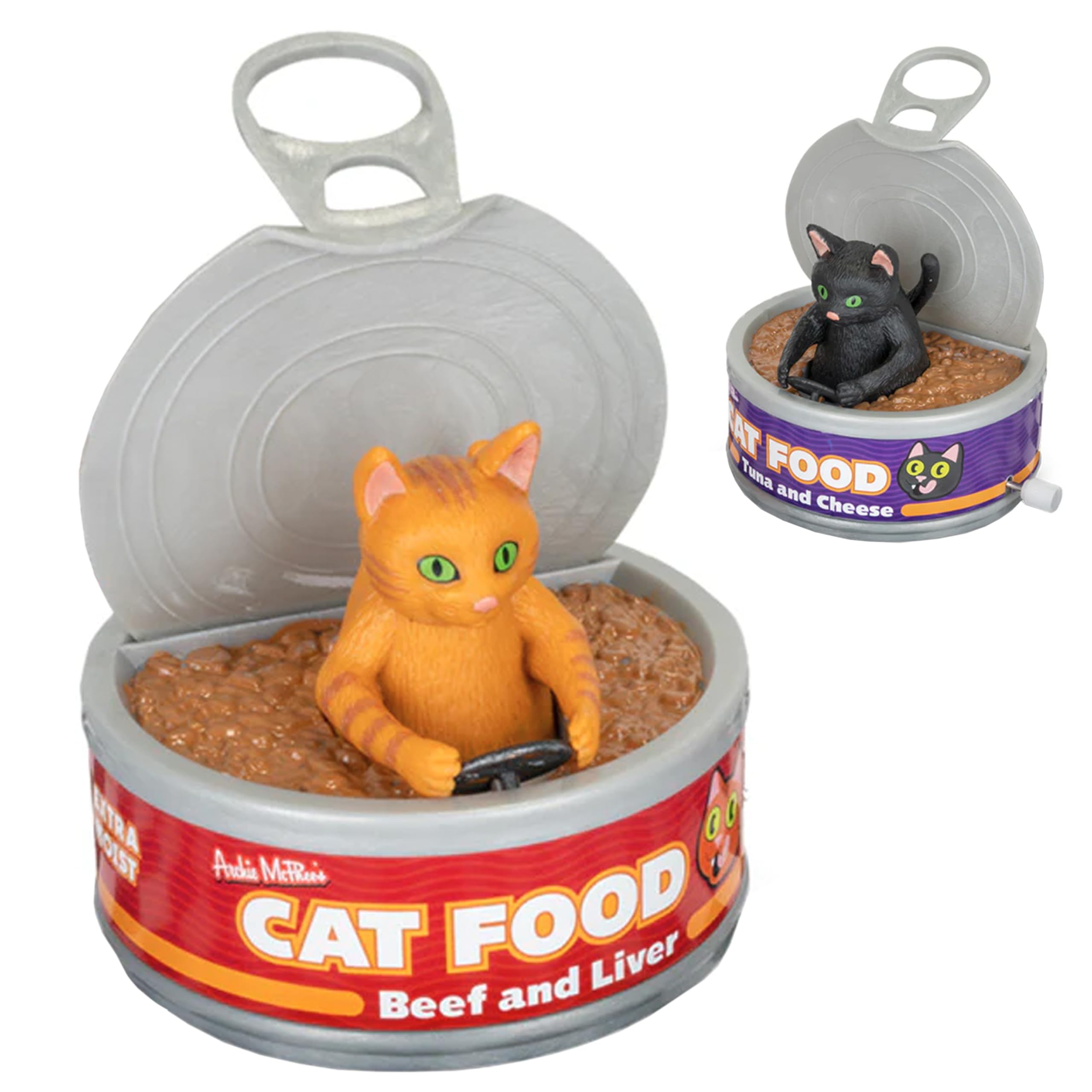 Archie McPhee Wet Food Joyride Wind-Up Cat Cans – Hilarious Soft Vinyl Toy Car for Cats, Fun Racing Action (Colors May Vary - One Cat Per Order)