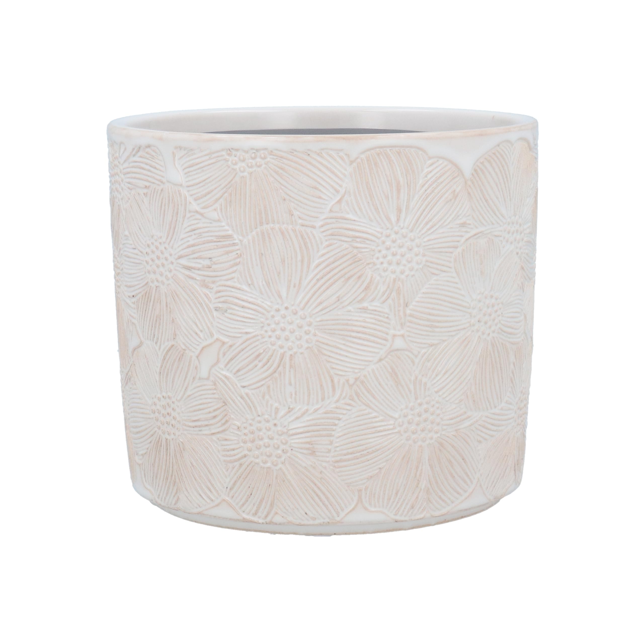 Gisela Graham White Cosmos Ceramic Plant Pot Cover, Medium