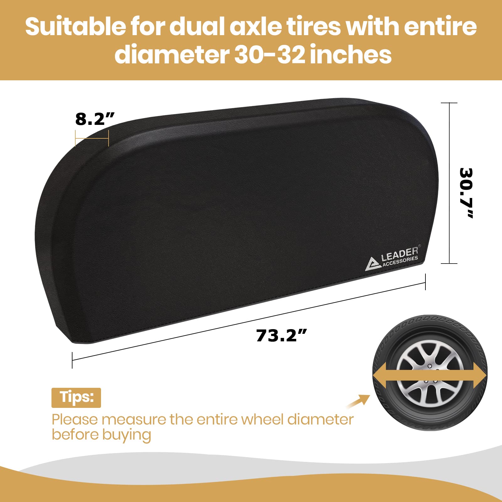 Leader Accessories Doppelachs-Wohnmobil-Reifenabdeckung passend für Durchmesser 76,2 cm - 81,3 cm, Doppelachs-Radabdeckungen für Wohnmobil, LKW, Anhänger, wasserdicht, 2 Stück/Packung, schwarz