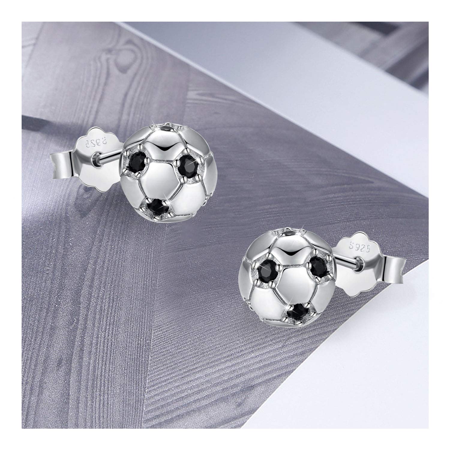 Jungen Ohrstecker Sterling Silber 925 Fussball Schmuck für Damen Ball Ohrringe Geschenk für Muttertag Mädchen,Kinder