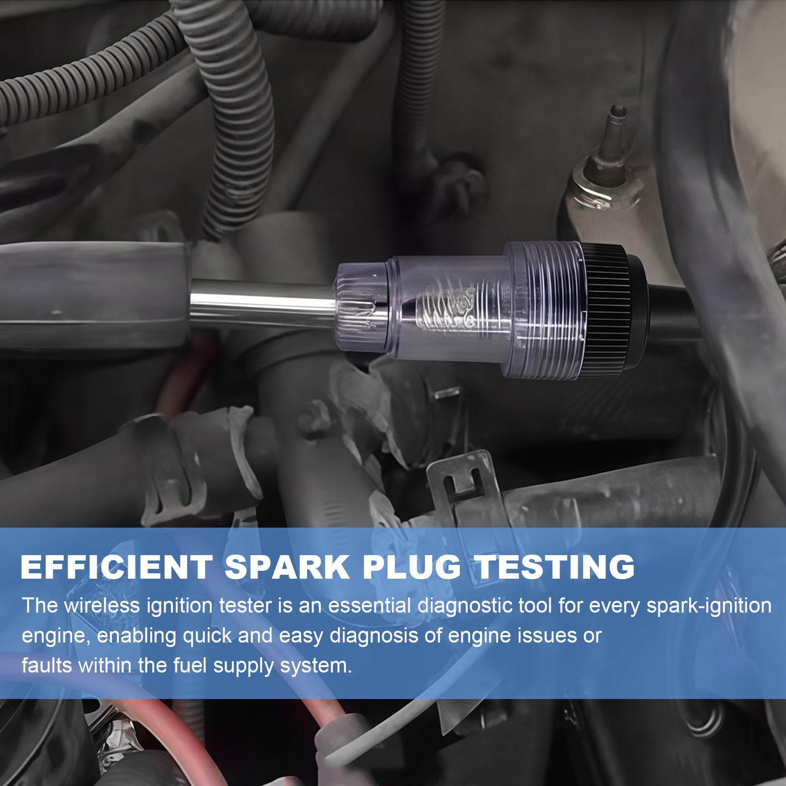 Tester per Candele e Bobine di Accensione Professionale | Test di Scintilla Universale con Cavo Diritto per Motori Piccoli e Grandi | Diagnostica Auto, Moto, Tosaerba, Generatore