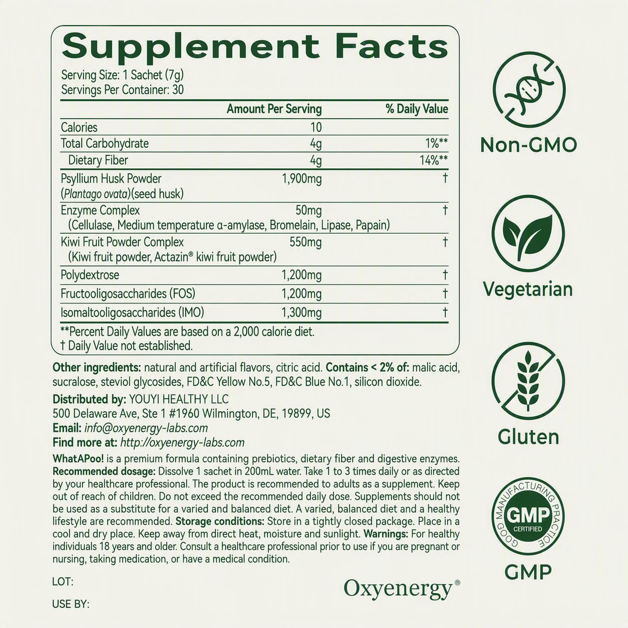 OxyEnergy Psyllium Husk Powder Organic Kiwi Fruit Fiber for Gut Health — Amazon image 4