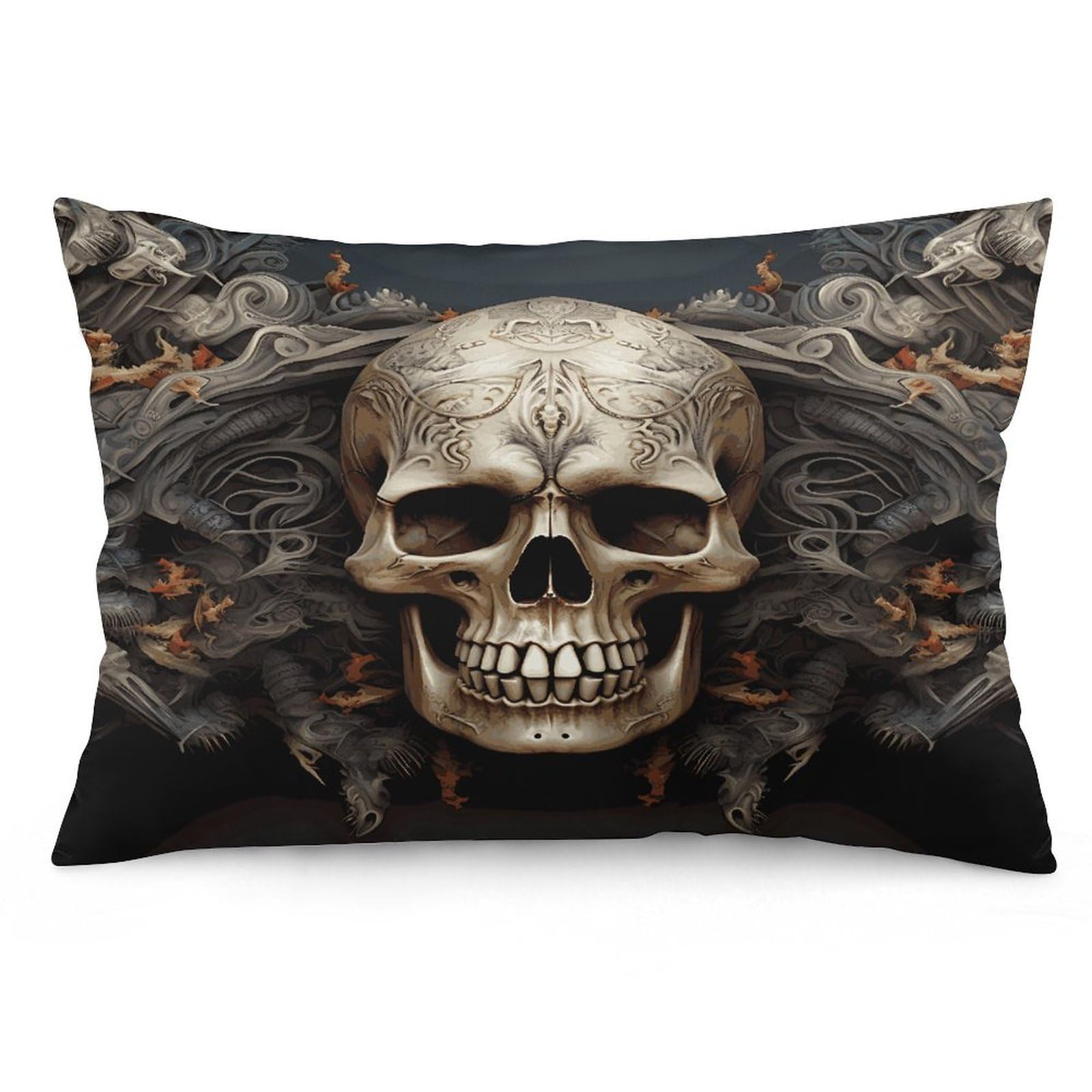 Skulls Throw Pillow Covers with Silent Zipper Polyester Pillow Protectors Removable Pillow Cases Soft Pillowcase Cozy Pillow Sham Cushion Cover for Sofa Car Bed 16 "x24
