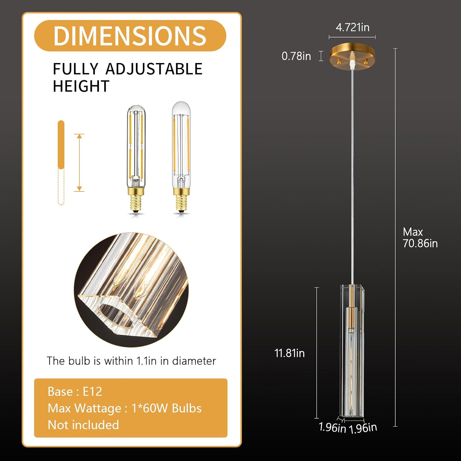 Modern Crystal Ceiling Kitchen Light Fixtures Pendant Lights Mini Pendant Light Pendant Lighting for Kitchen Island Bedroom Living Room Hallway Dining Room (1 Pack)