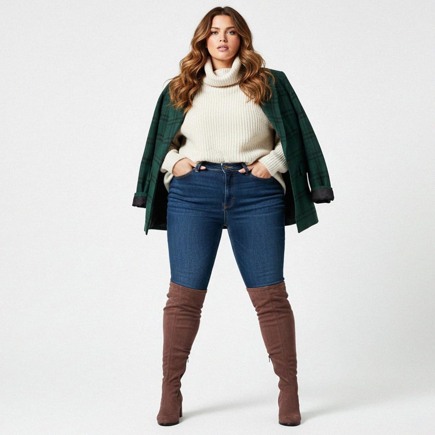 Vipost 2.5-inch Wide Calf Wide Width Thigh High Boots, Suede over the Knee Boots for Women, Plus Size Chunky ​​Block Heel Round Toe Fall Boots with Side Zipper, Fall Winter Fashion 2025 - Image 5