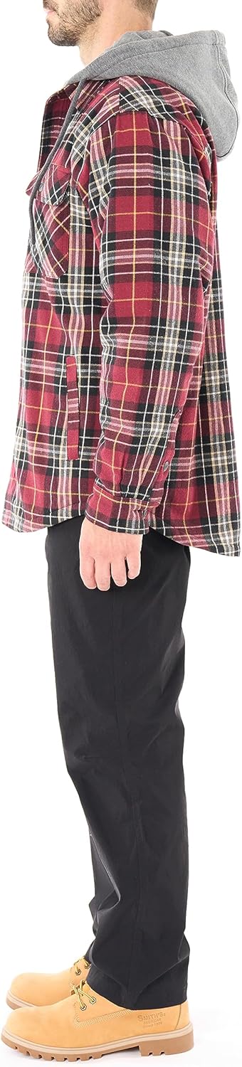 Smith's Workwear Mens Sherpa-Lined Hooded Flannel Shirt Jacket - Image 11