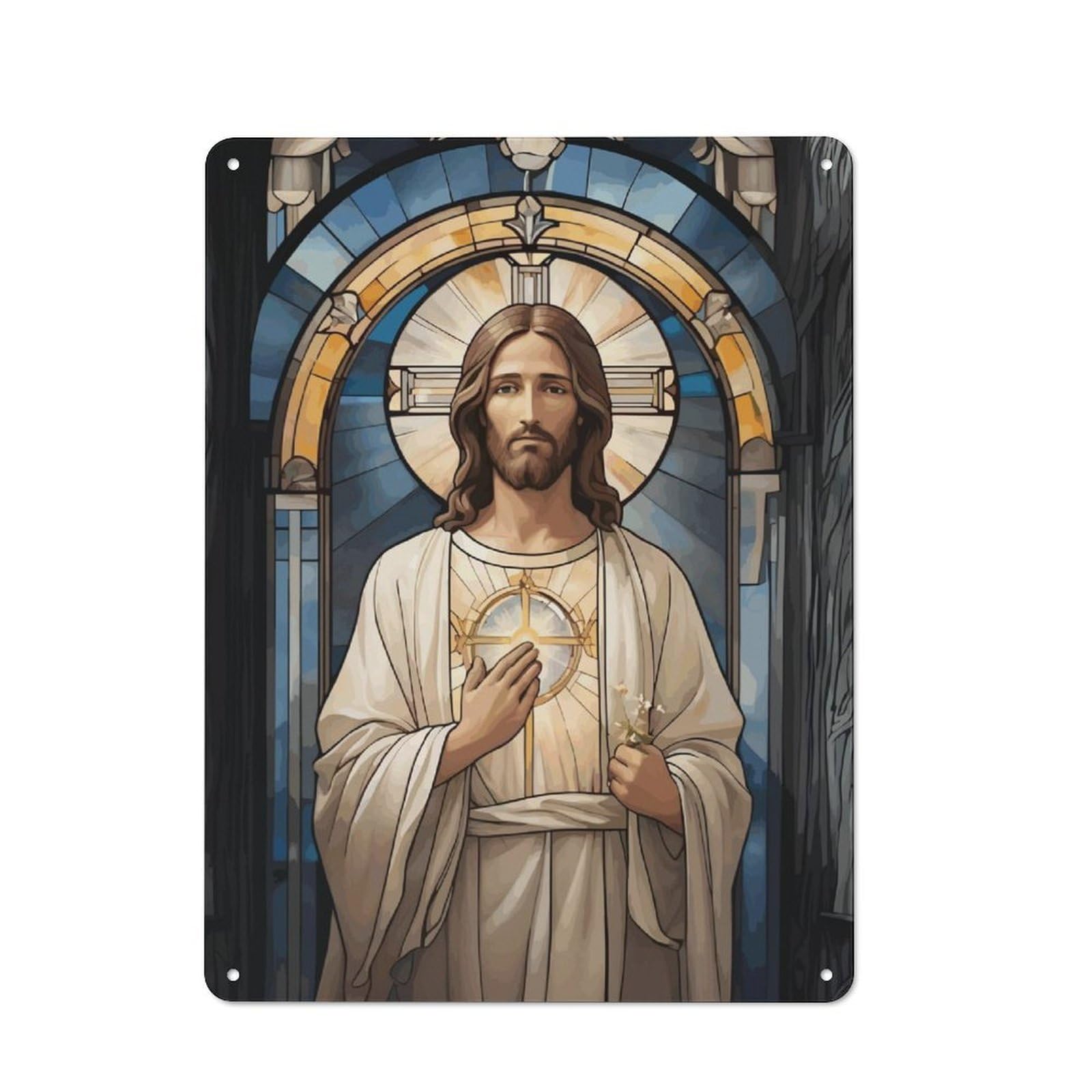 Junmoney Jesus Christ Retro Tin Wall Plaque 40X30cm Featuring For Garage Wall, New Home Wall Decor For People Furnishing A Garage