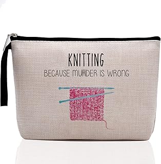 Crochet Gifts for Crochet Lovers, Knitting Gifts for Her, Birthday Gifts for Women & Knitters, Knitting Because M is Wrong, Knitting & Crochet Supplies, Funny Humor Novelty Sarcasm Knitting Makeup Bag