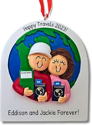 Miniatura 9 de Adornos de Navidad personalizados para parejas, adorno de parejas 2023, adornos de pareja de viajeros para árboles de Navidad, adornos de Navidad