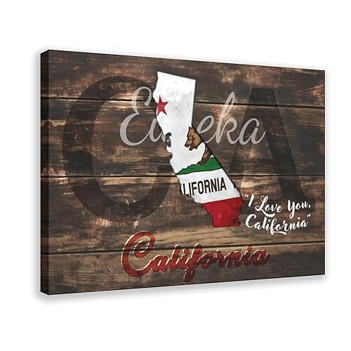 California Flag California State Map Canvas Posters Print Wall Art