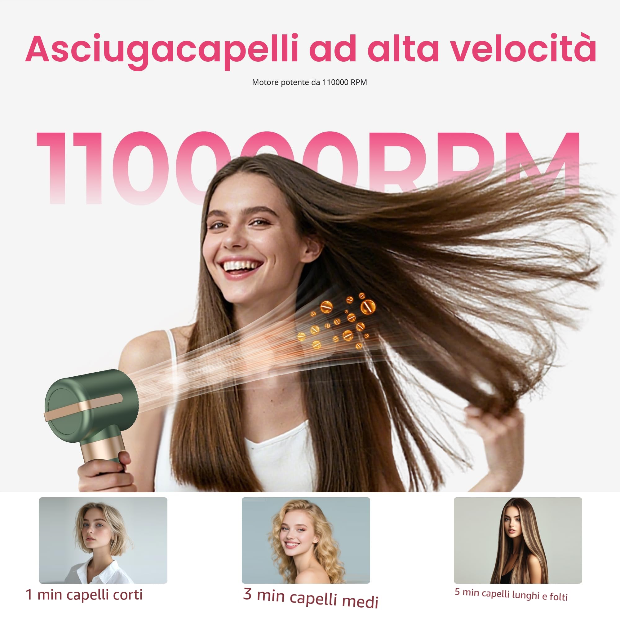 7 in 1 Asciugacapelli Hair Styler Atopskins 110000 giri/min Spazzola Asciugacapelli Multifunzione, Air Styler Set con Airflow Arricciacapelli,Spazzola Phon, per Arricciatura,Stiratura, Volumizzante