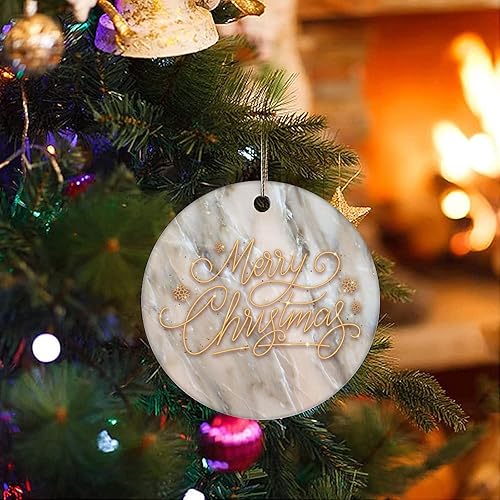 Miniatura 3 de Two-Side Printed Merry Christmas Marble Ceramic Christmas Ornament Novelty for Family Friends Kids Marble Christmas Keepsake Pendants