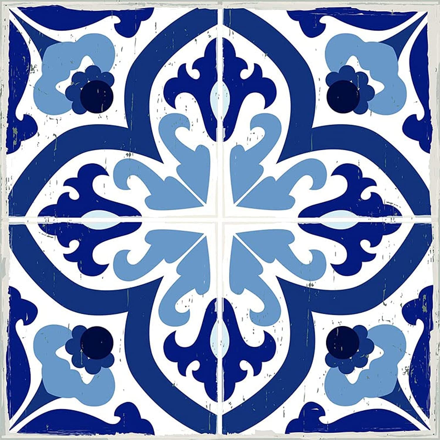 Mykonos Peel and Stick 13x13 Tile Stickers for Floors, Also Walls, Backsplash and Furniture | Removable No Damage Adhesive Floor Decals for Linoleum and Vinyl Flooring, Plus Ceramic, Laminate, More