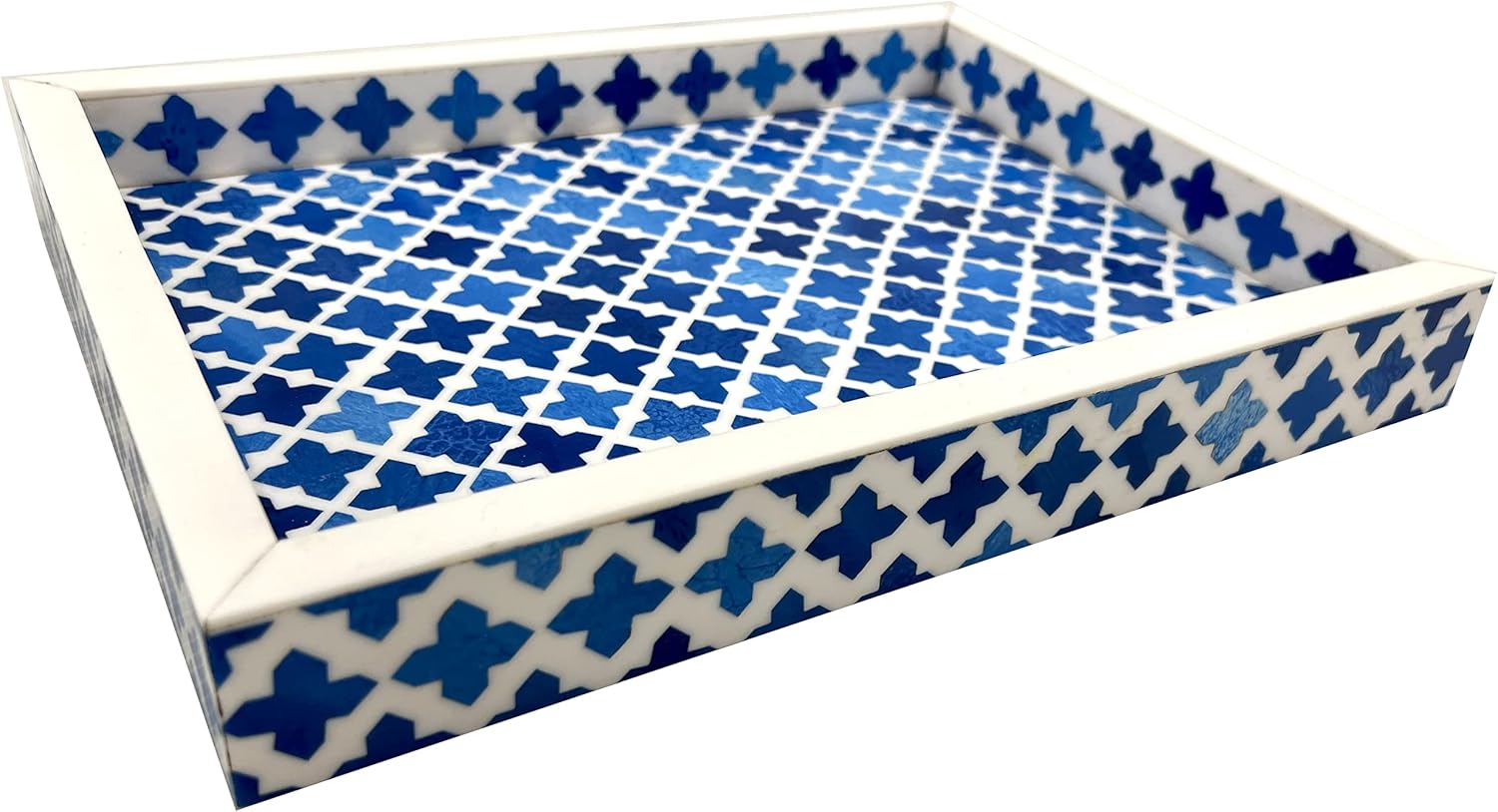 Handmade Moorish Moroccan Pattern Wooden Serving Tray Vintage Decorative Coffee Table Tray for Snacks, Kitchen, Tea, Food, Ottoman Décor